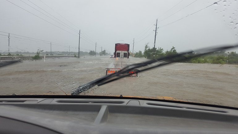 Traveling to Houston was challenging with flooded highways