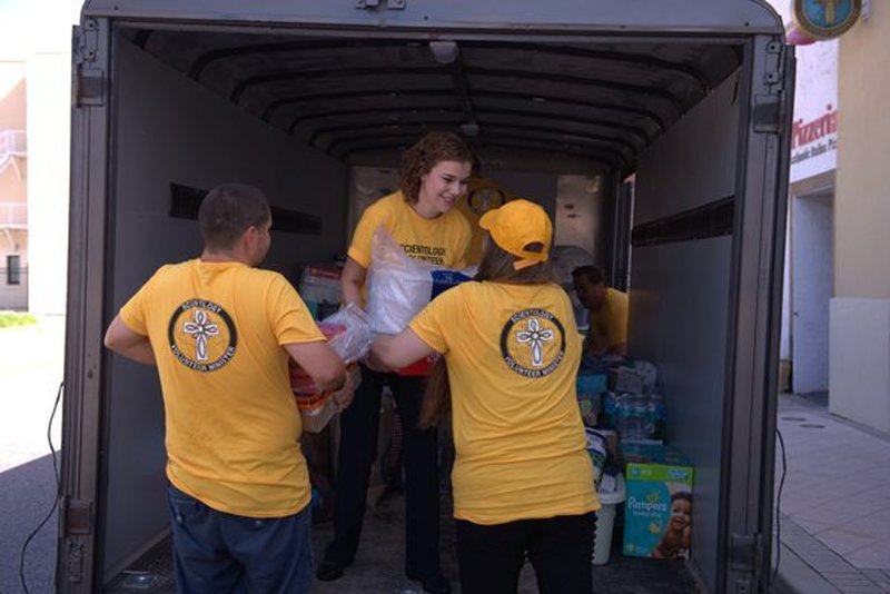 Sending off hundreds of packages of hygiene supplies for those left stranded in Houston