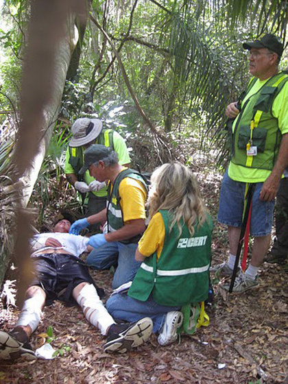 Volunteer Ministers and other Community Emergency Response Teams drill life-saving skills in triage and search and rescue operations.2