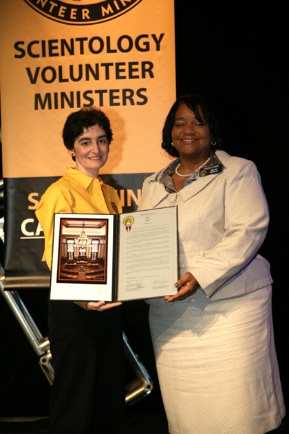 Georgia State Senator Donzella James presented Georgia State Resolution SR998 to the Scientology Volunteer Ministers corps