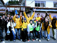 The Sendai team of Scientology Volunteer Ministers—the work is hard but morale is high.