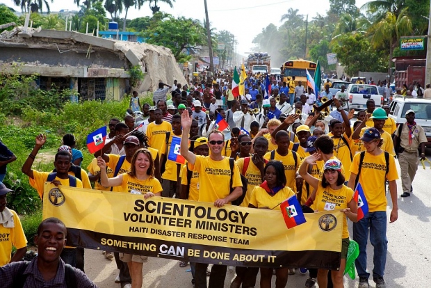 Scientology Volunteer Ministers from Haiti and other nations march from the Port-au-Prince suburb of Carrefour to the city of Léogane in celebration of Flag Day, a national holiday commemorating Haiti’s independence from French oppression and slavery in 1803.