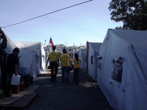 Refugee camp in the port city of Talcahuano, Concepción Province, April 2010.